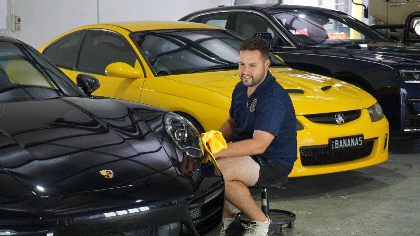 The Graphene Coatings owner in the detailing studio